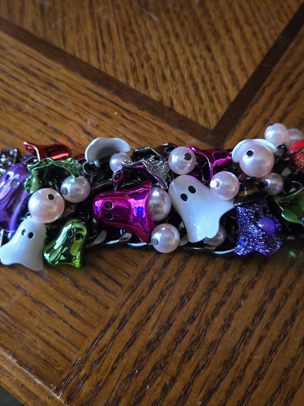 Betsey Johnson Multicolor Ghost & Pearl Charm Bracelet